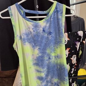 VOGO Athletica Tie-Dye Tank Top - Blue and Green